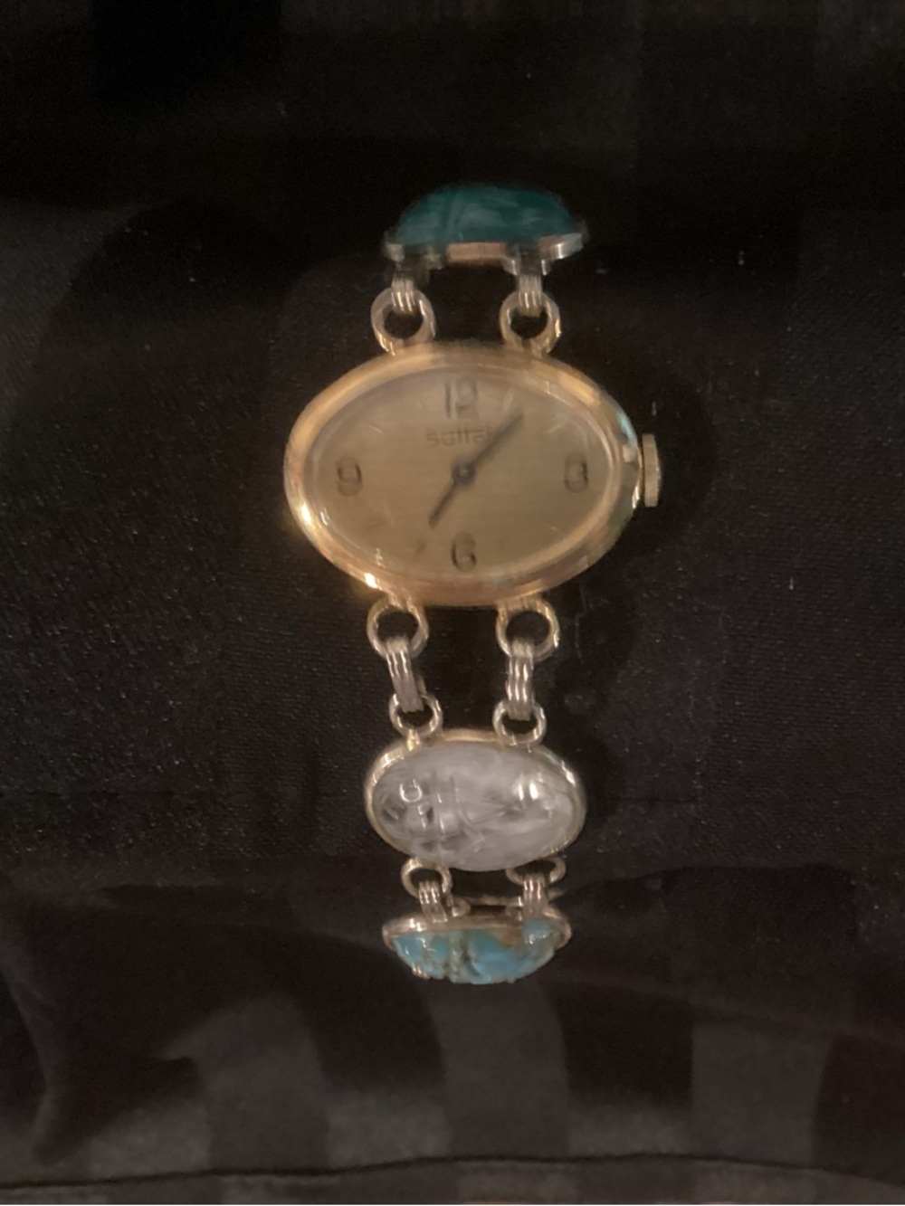 Vintage Women's Bracelet Watch W/ Egyptian Revival-style Scarab Beetles
